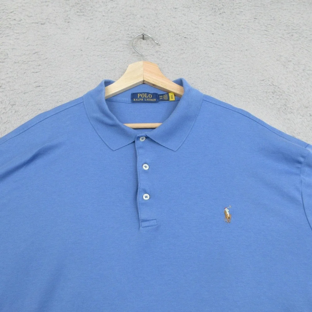 Polo Ralph Lauren Polo Shirt Mens 2XB Big Tall Blue Classic Cotton Flesh Pony